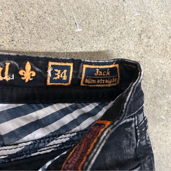 Rock Revival Jeans Mens 34x29 Black Jack Slim Straight Y2K Embroidered Grunge - Picture 4 of 11